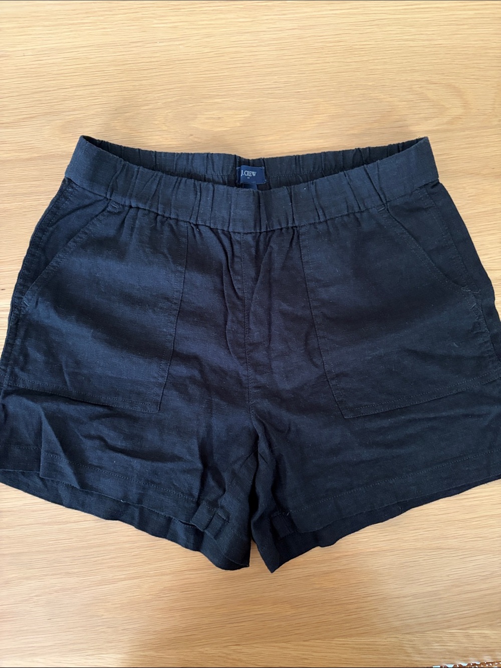 J. Crew Black High-Waist Linen-Blend Women’s Shorts